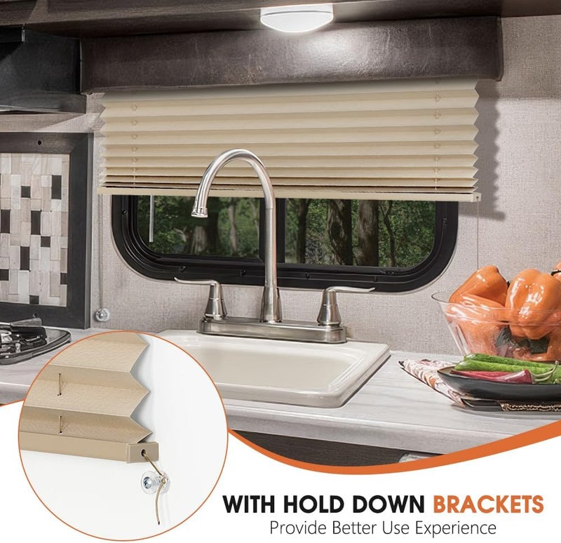 SEEYE RV Blinds, Blackout RV Curtains for Camper Window 17'' W * 24'' L RV Pleated Shades Camper Blinds with Aluminum Foil, RV Accessories Window Coverings for Travel Trailer Window Shade, Cappuccino - Image 5